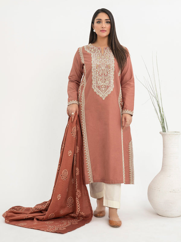 2 Piece Jacquard Suit-Embroidered (Pret)