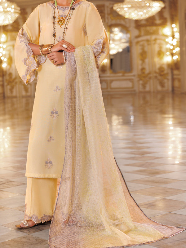Lemon Sheesha Silk Formal 3Pc Stitched - AL-3PS-LS-503