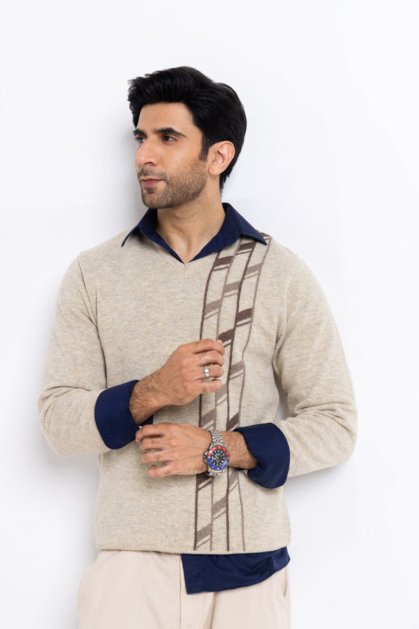 N-Stone-V-Neck Full Sleeves Sweater (504-14)