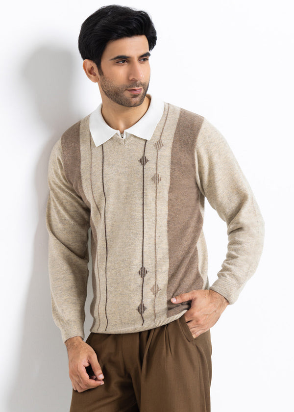 N-Stone-V-Neck Full Sleeves Sweater (508-14)