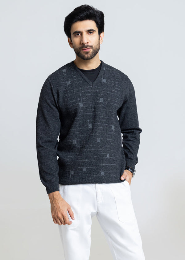 D-Black-V-Neck Full Sleeves Sweater (511-14)