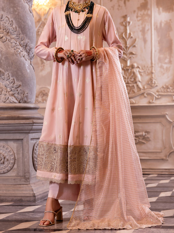 Light Pink Viscose Lurex Formal 3Pc Stitched - AL-3PS-LS-513