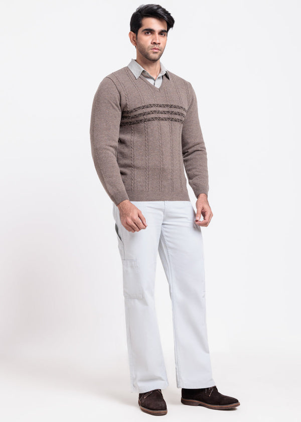 Wd-Smoke-V-Neck Full Sleeves Sweater (515-14)