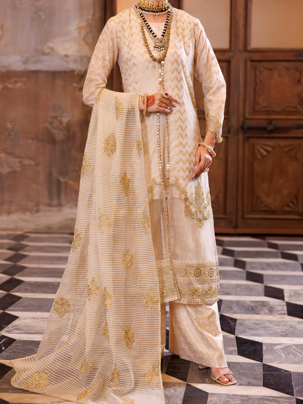Golden Jacquard Formal 3Pc Stitched - AL-3PS-LS-516
