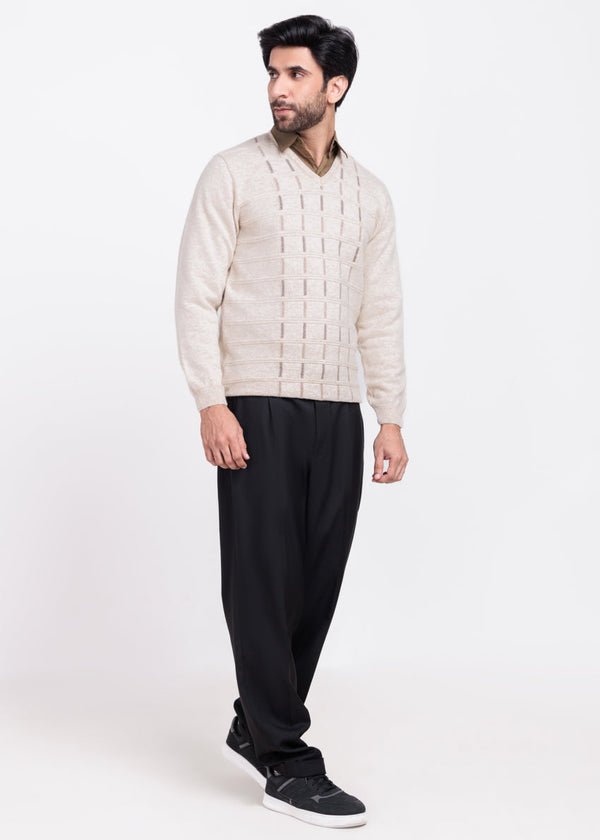 Fog-V-Neck Full Sleeves Sweater (517-14)