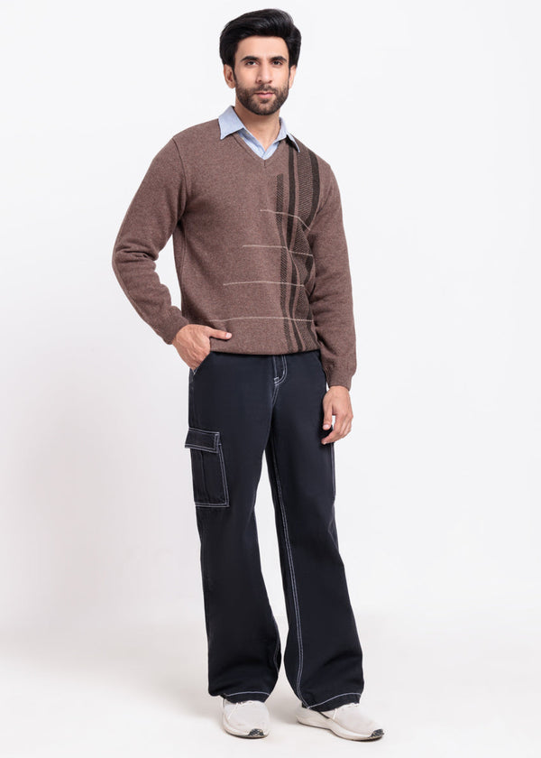 N-Sand-V-Neck Full Sleeves Sweater (518-14)