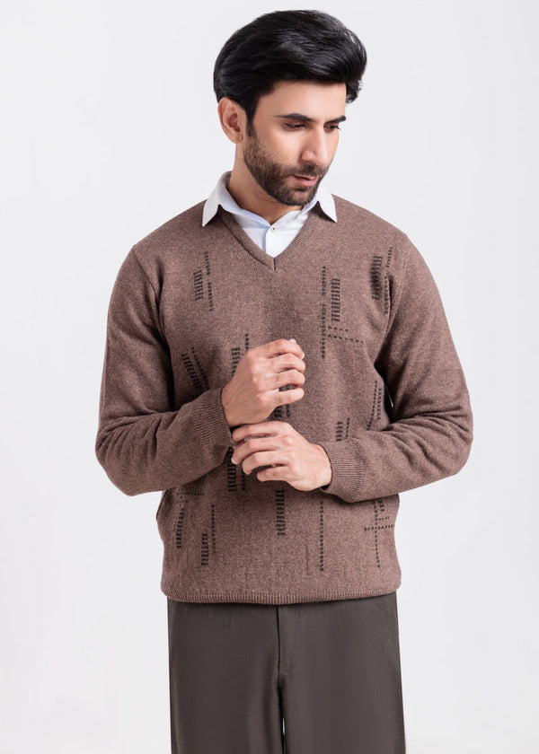 N-Sand-V-Neck Full Sleeves Sweater (519-14)
