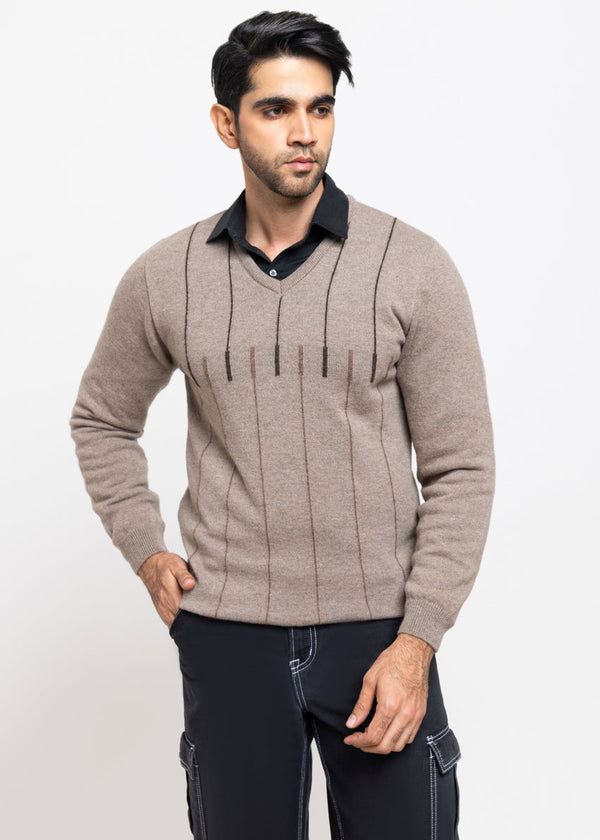 Moon Rock-V-Neck Full Sleeves Sweater (523-14)