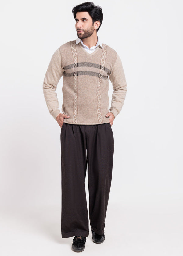 N-Stone-V-Neck Full Sleeves Sweater (526-14)