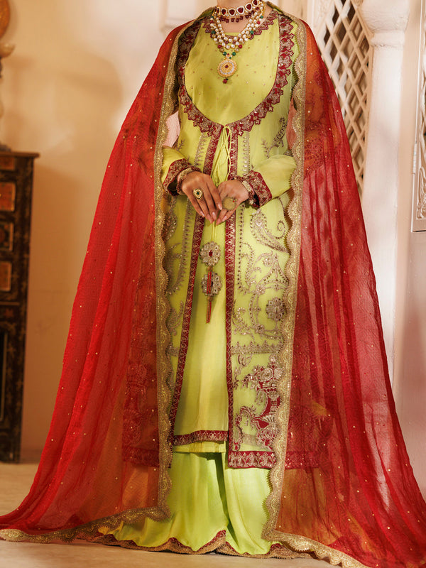 Green Light Organza Formal 3Pc Stitched - AL-3PS-LS-482