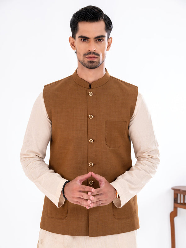Beige Blended Waistcoat - AL-WC-594