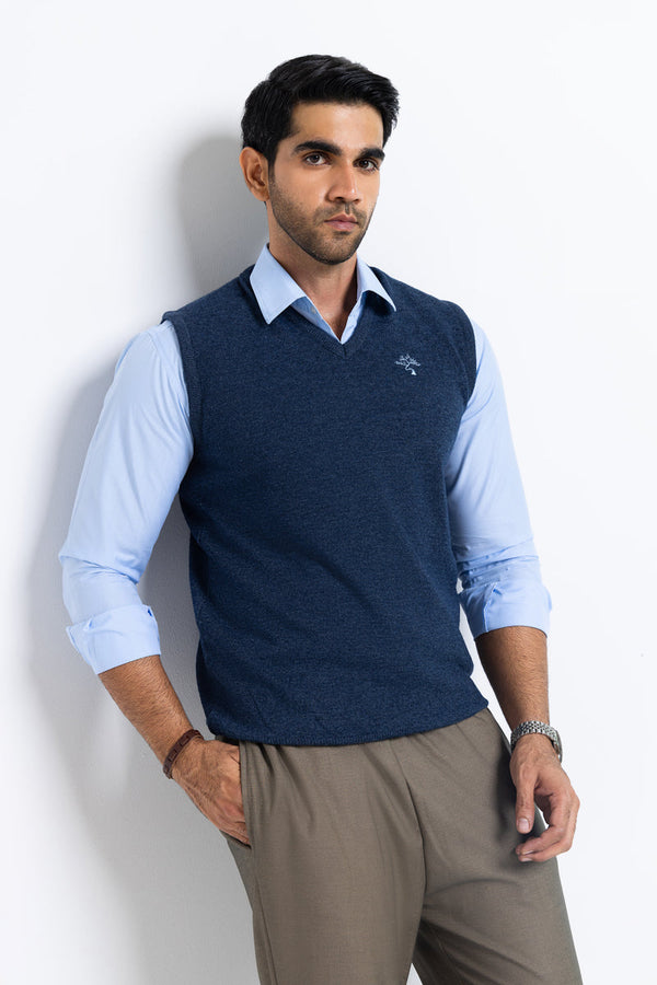 N-D-Blue-V-Neck Sando Sweater (651-14)