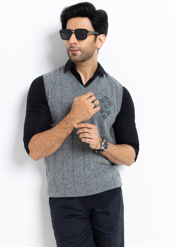 St-Grey-V-Neck Sando Sweater (652-14)