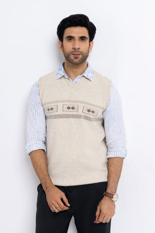 Fog-V-Neck Sando Sweater (653-14)