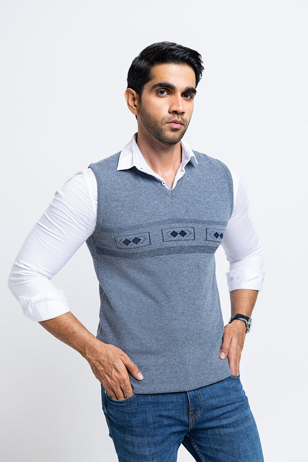 V-Blue-V-Neck Sando Sweater (653-14)