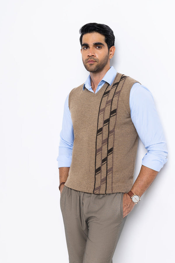 Brindle-V-Neck Sando Sweater (654-14)