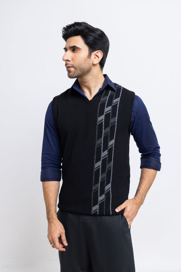 J-Black-V-Neck Sando Sweater (654-14)