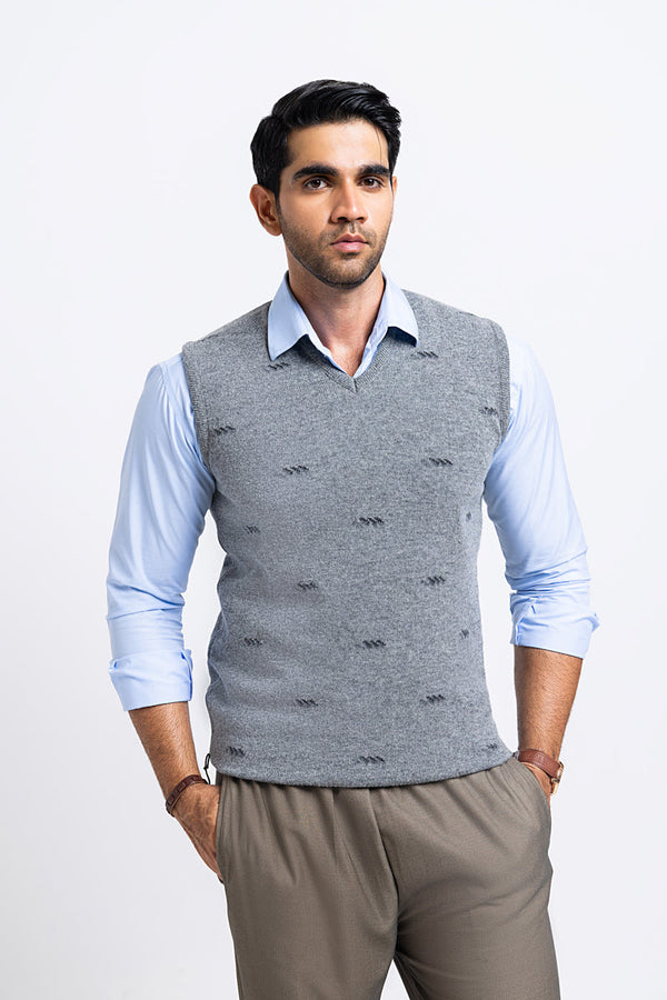 St-Grey-V-Neck Sando Sweater (655-14)