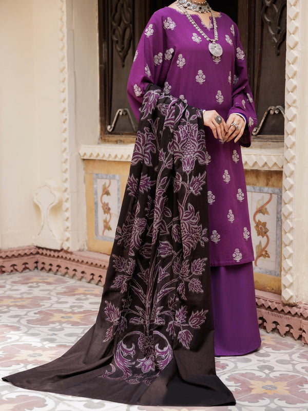 Purple Yarn Dyed 3Pc Stitched - AWP-3PS-655