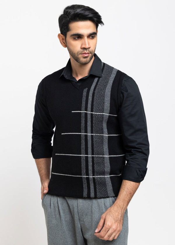 J-Black-V-Neck Sando Sweater (668-14)