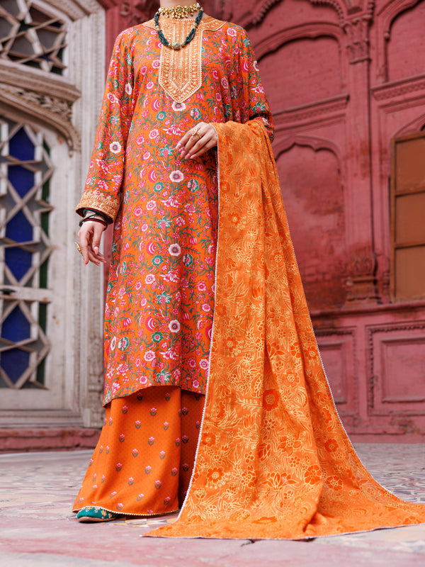 Orange Maple Silk 3Pc Unstitched - AWP-3PS-670