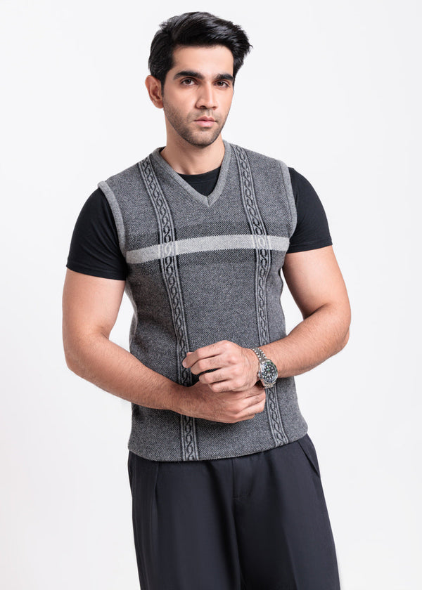 St-Gray-V-Neck Sando Sweater (671-14)