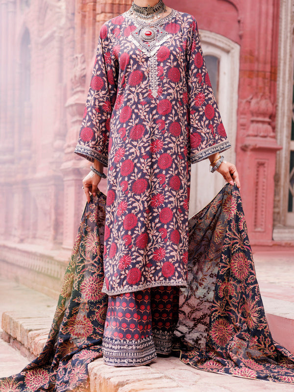 Maroon Maple Silk 3Pc Unstitched - AWP-3PS-671