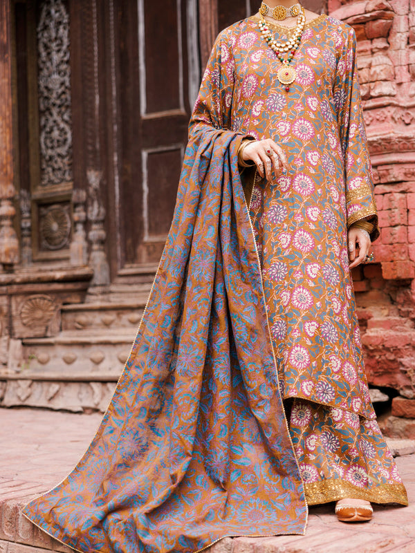 Multicolor Maple Silk 3Pc Unstitched - AWP-3PS-672