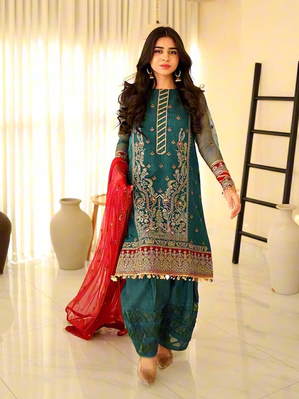 3PC Unstitched Festive Embroidered Suit (JI021)