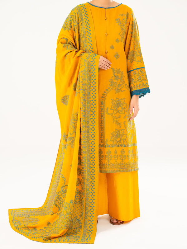 Yellow Jacquard 3Pc Stitched - AWP-3PS-749