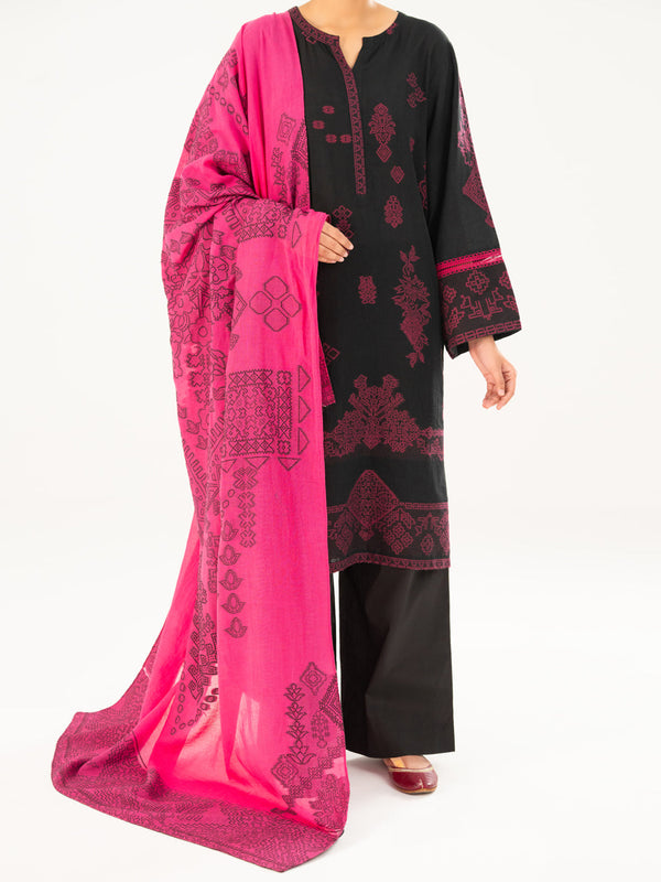 Black Jacquard 3Pc Stitched - AWP-3PS-750