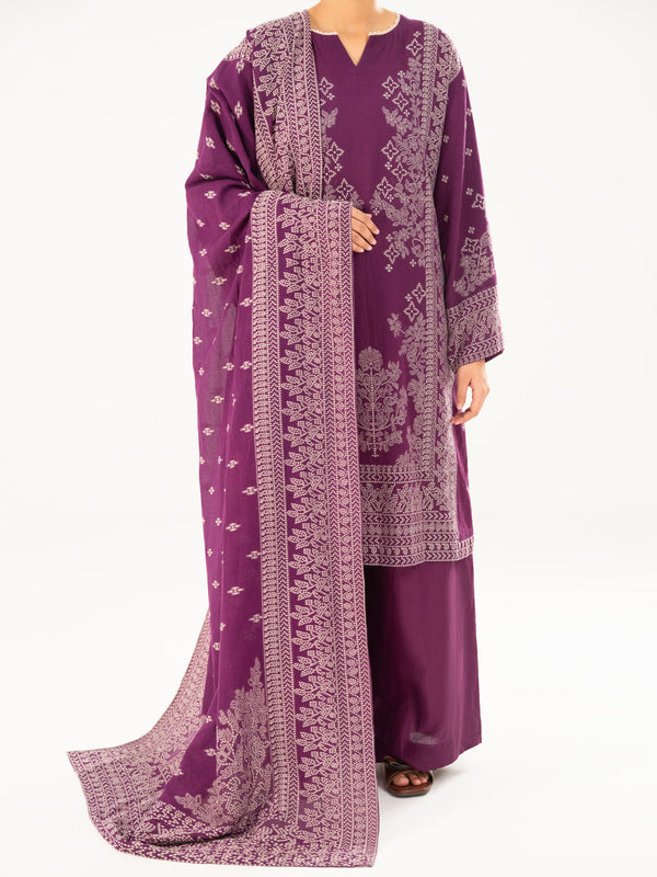 Purple Jacquard 3Pc Stitched - AWP-3PS-751