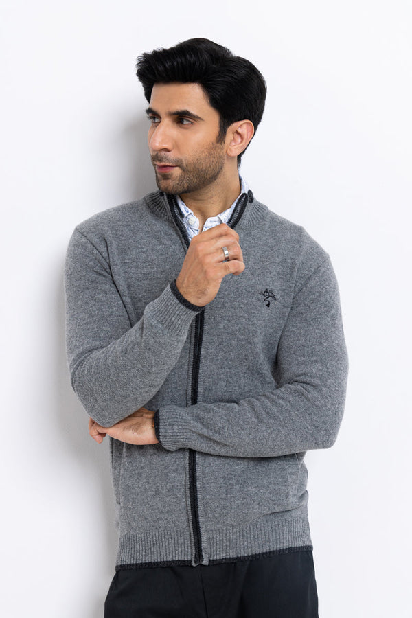 St-Grey-Turtle Neck Zipper Full Sleeves Sweater (751-14)