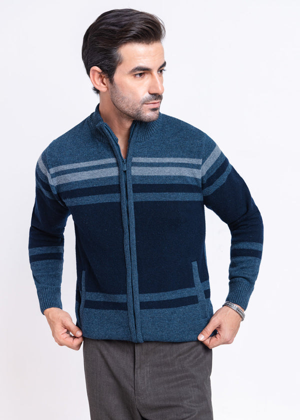 N-D-Blue-Turtle Neck Zipper Full Sleeves Sweater (752-14)