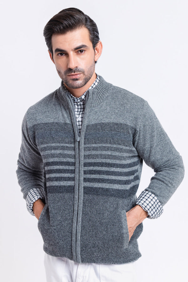 St-Grey-Turtle Neck Zipper Full Sleeves Sweater (757-14)