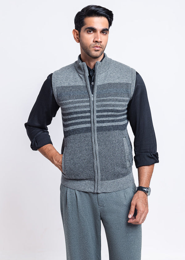 St-Grey-Turtle Neck Zipper Sando Sweater (787-14)