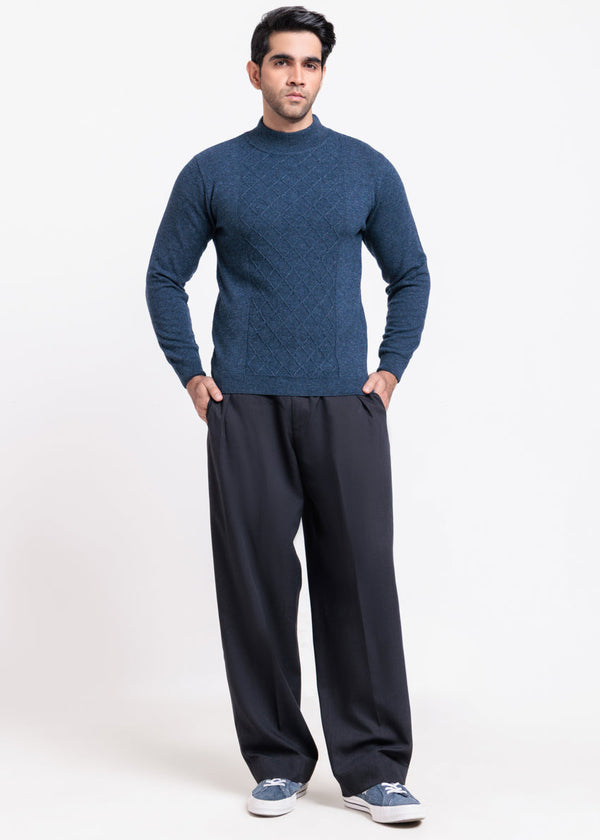 N-D-Blue-Round Turtle Neck Full Sleeve Sweater (851-14)