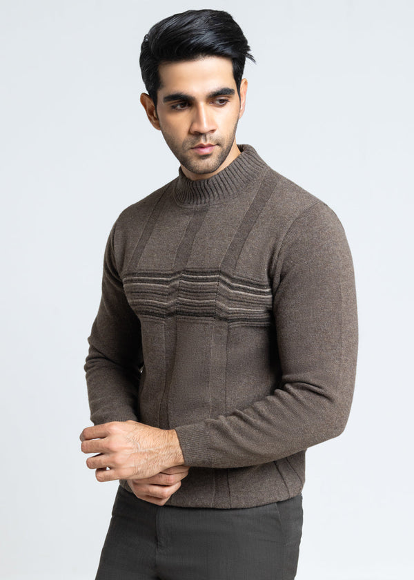 N-Brown-Round Turtle Neck Full Sleeves Sweater (852-14)
