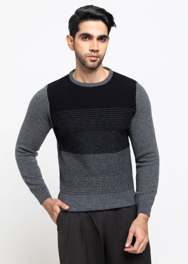 Black-Round Neck Full Sleeves Sweater (853-14)