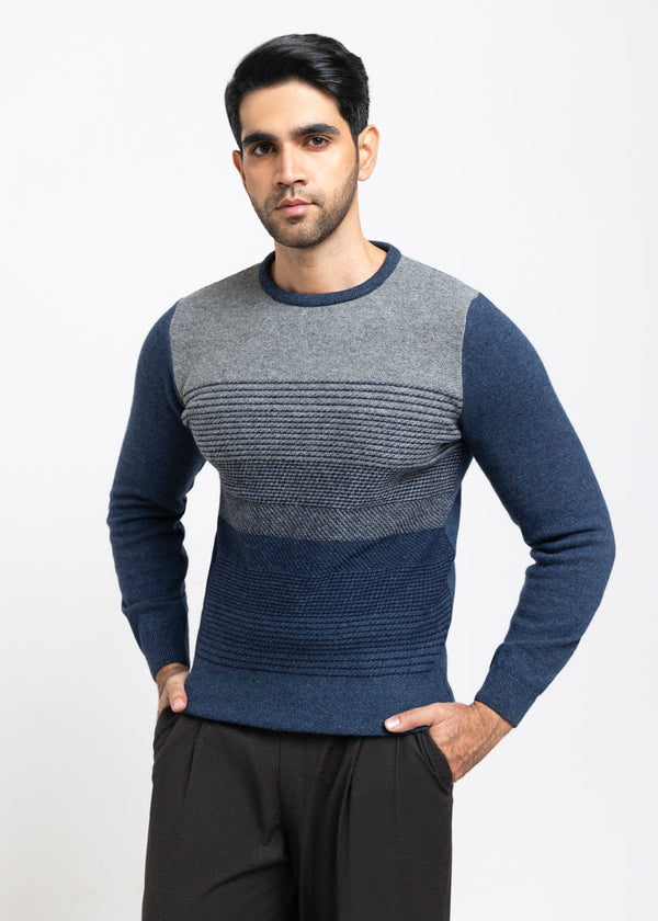 N-D-Blue-Round Neck Full Sleeves Sweater (853-14)