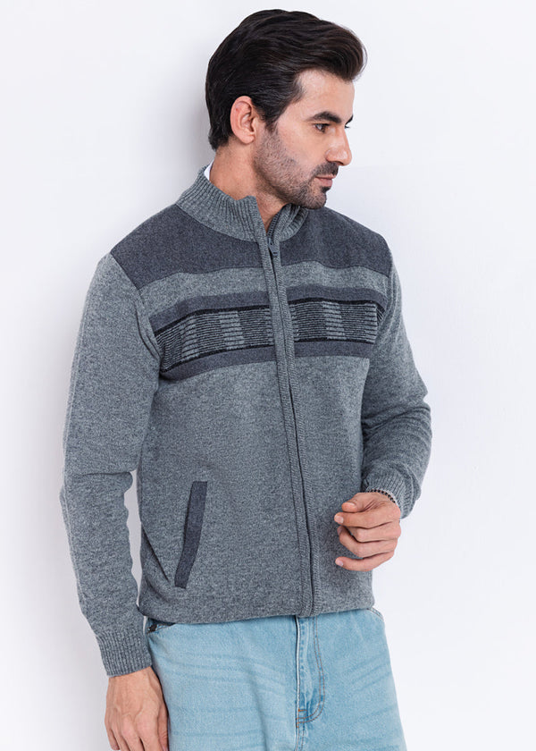 St-Grey-Turtle Neck Zipper Full Sleeves Sweater (903-14)