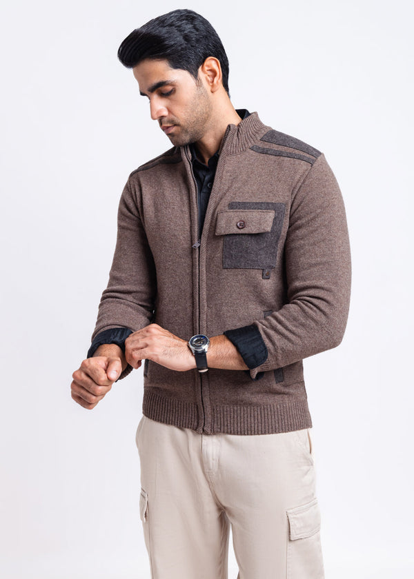 N-Sand-Turtle Neck Zipper Full Sleeves Sweater (905-14)