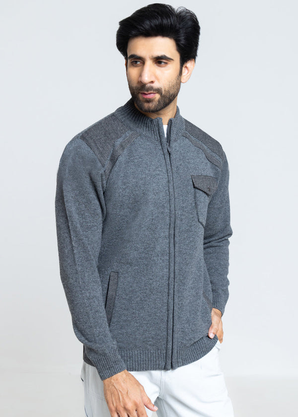 Black-Turtle Neck Zipper Full Sleeves Sweater (913-14)