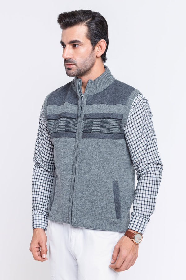 St-Grey-Turtle Neck Zipper Sando Sweater (983-14)