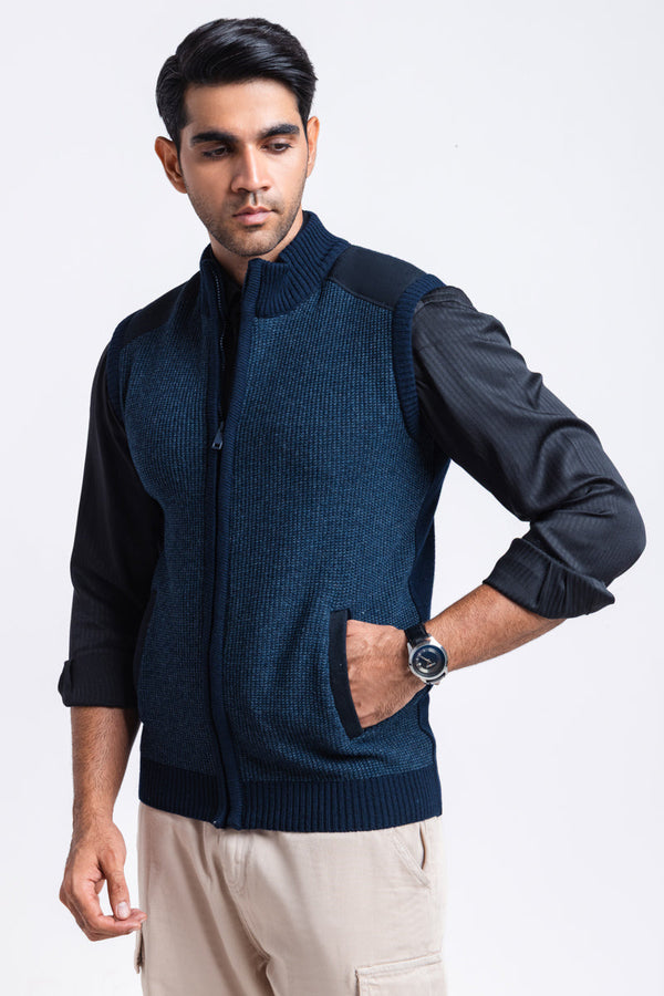 DN-Blue-Turtle Neck Zipper Sando Sweater (987-14)