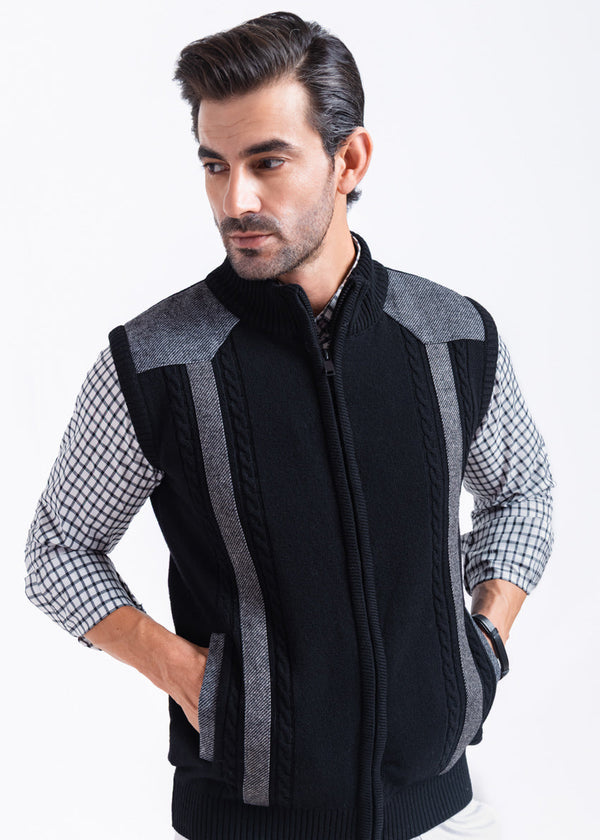 J-Black-Turtle Neck Zipper Sando Sweater (988-14)