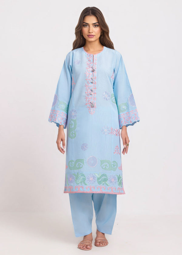 L-Blue-Cotton Silk-2 Piece (WPS252SE3064)