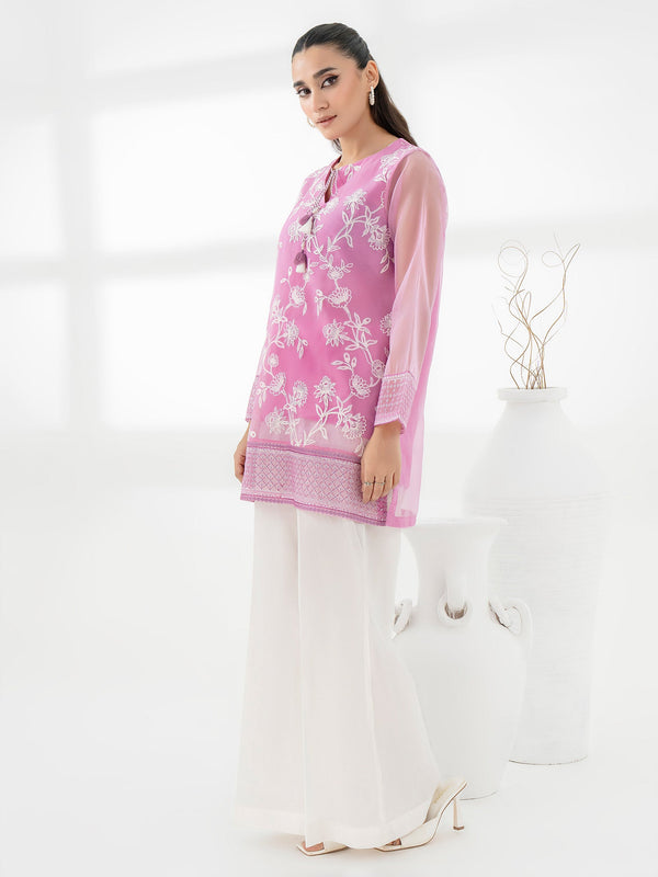 Organza Kurti-Embroidered (Pret)