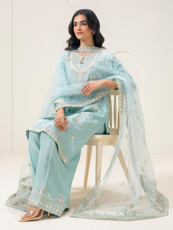 3 Piece Chiffon Suit-Embroidered (Pret)