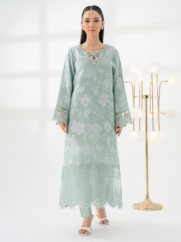 2 Piece Jacquard Suit-Embroidered (Pret)